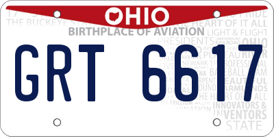 OH license plate GRT6617
