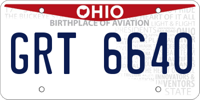 OH license plate GRT6640