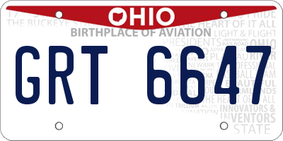 OH license plate GRT6647