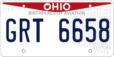 OH license plate GRT6658