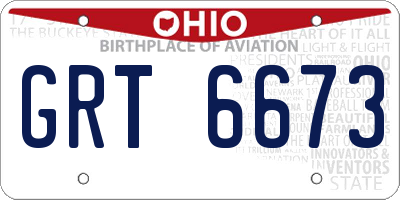 OH license plate GRT6673