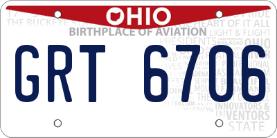 OH license plate GRT6706
