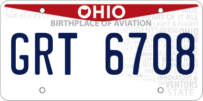 OH license plate GRT6708