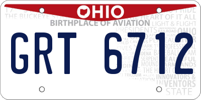 OH license plate GRT6712
