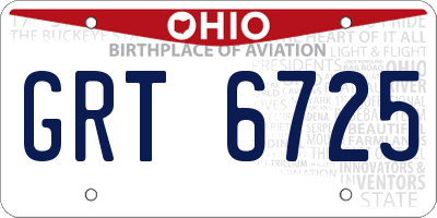 OH license plate GRT6725
