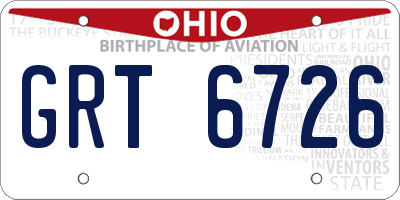 OH license plate GRT6726