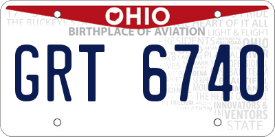 OH license plate GRT6740