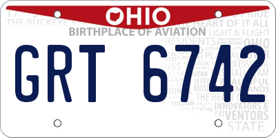 OH license plate GRT6742