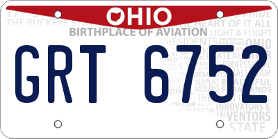 OH license plate GRT6752
