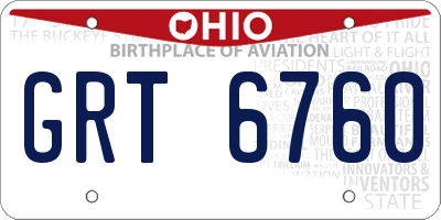 OH license plate GRT6760
