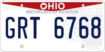 OH license plate GRT6768