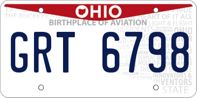 OH license plate GRT6798