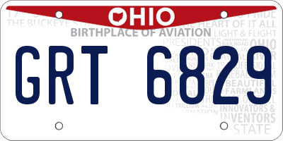 OH license plate GRT6829