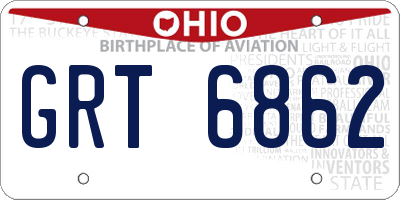OH license plate GRT6862