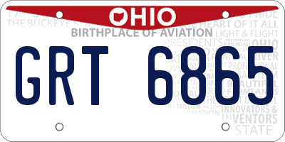 OH license plate GRT6865