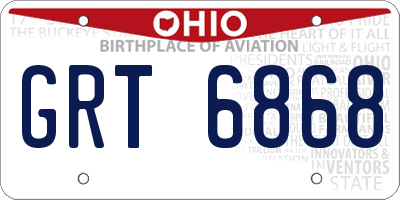 OH license plate GRT6868