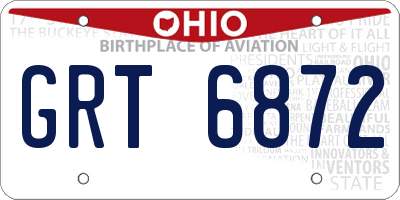 OH license plate GRT6872