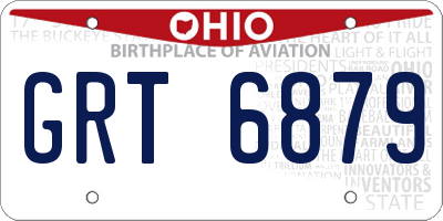 OH license plate GRT6879
