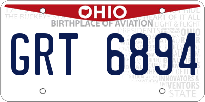 OH license plate GRT6894