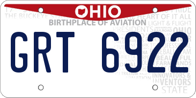 OH license plate GRT6922