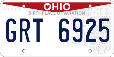 OH license plate GRT6925