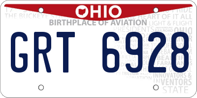 OH license plate GRT6928