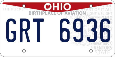 OH license plate GRT6936