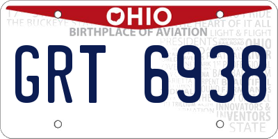 OH license plate GRT6938