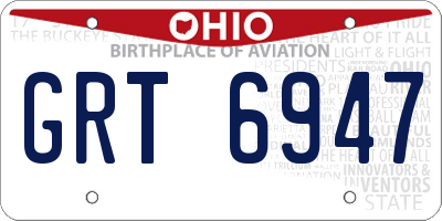 OH license plate GRT6947