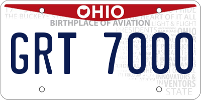 OH license plate GRT7000