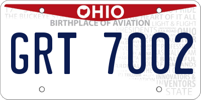 OH license plate GRT7002