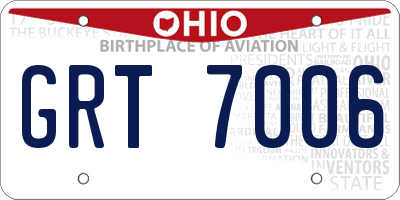OH license plate GRT7006