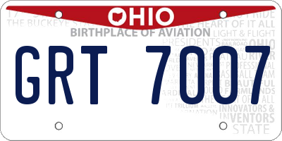 OH license plate GRT7007