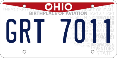 OH license plate GRT7011