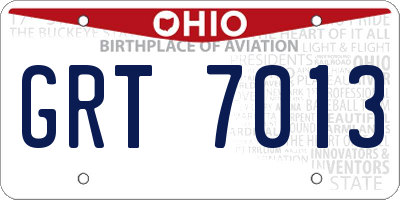 OH license plate GRT7013