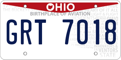 OH license plate GRT7018