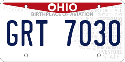 OH license plate GRT7030
