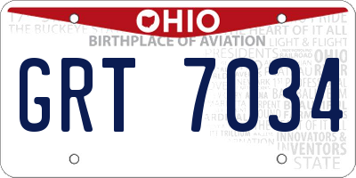 OH license plate GRT7034