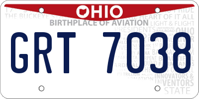 OH license plate GRT7038