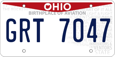 OH license plate GRT7047