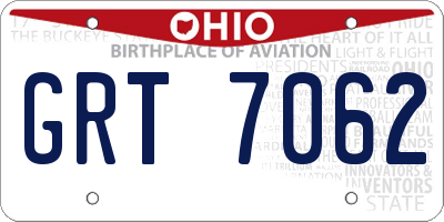 OH license plate GRT7062