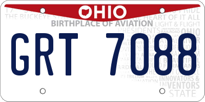 OH license plate GRT7088