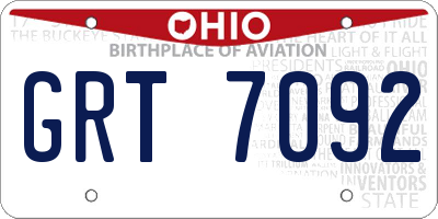 OH license plate GRT7092