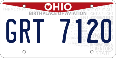 OH license plate GRT7120
