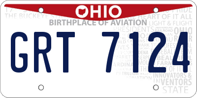 OH license plate GRT7124
