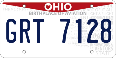 OH license plate GRT7128