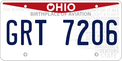 OH license plate GRT7206