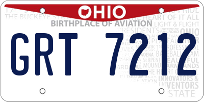 OH license plate GRT7212