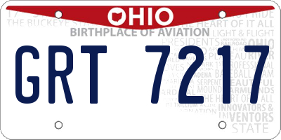 OH license plate GRT7217