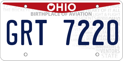 OH license plate GRT7220